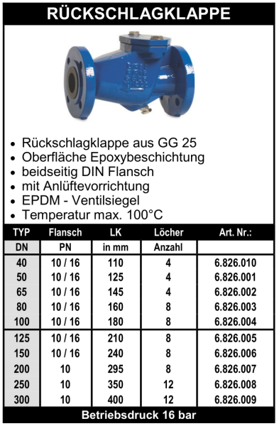 Rückschlagklappe